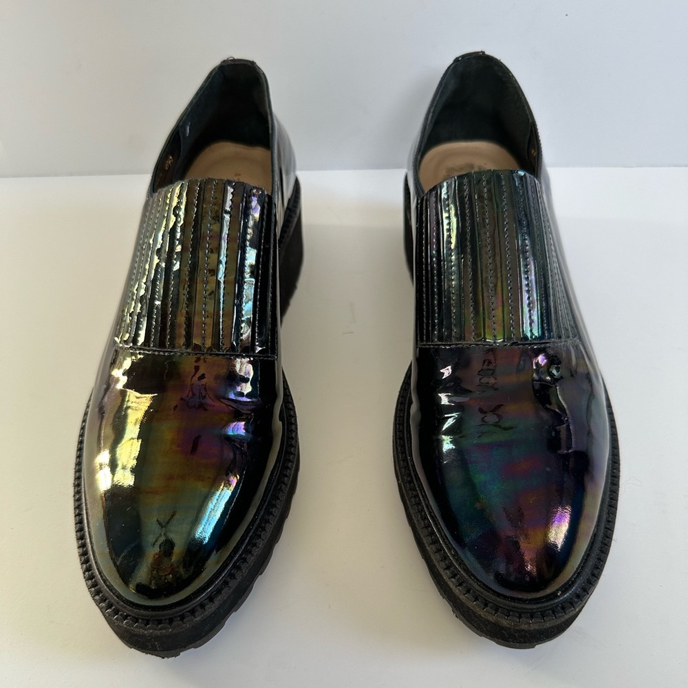 Loeffler Randall Ria Black Iridescent Leather Slip-On Loafer Sz 8 - Picture 4 of 11